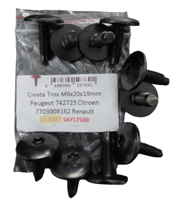 Torx Cıvatası M6X20X19Mm Peugeot 742723 Citroen 7703008162 Renault (10 ADET) 15042 MARKA İLE UYUMLU - Image 1