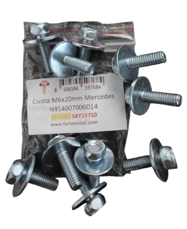 Cıvata M6x20mm Mercedes N914007006014 (10 ADET) 15710 MARKA İLE UYUMLU - Image 1