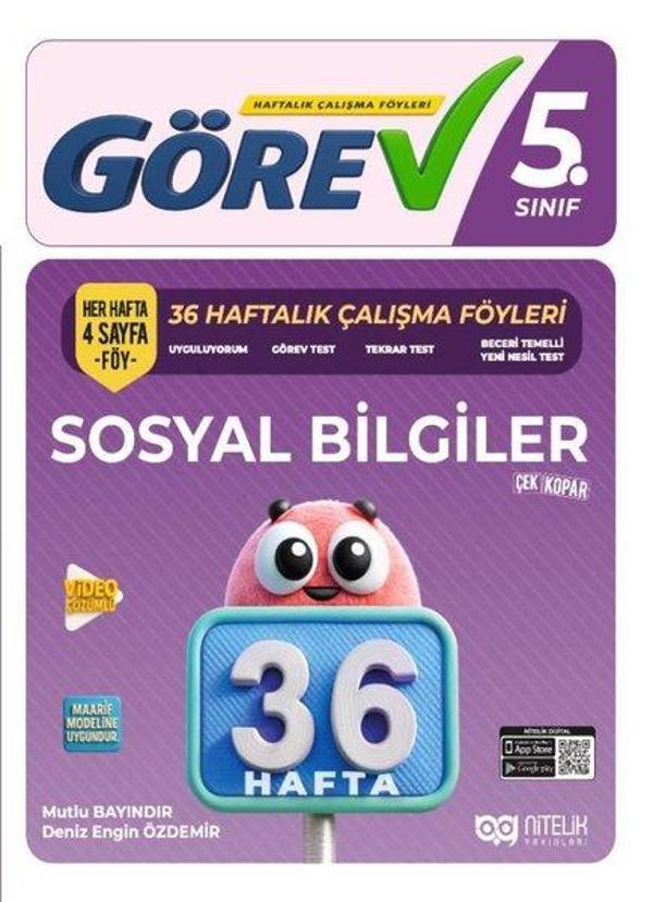 5. Sınıf Görev Sosyal Bilgiler 36 Haftalık Çalışma Föyleri - Nitelik Yayınları - Image 1