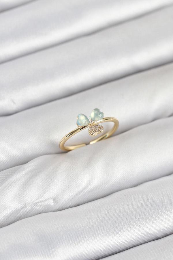 Pirinç Gold Renk Yonca Model Kadın Yüzük - Image 1