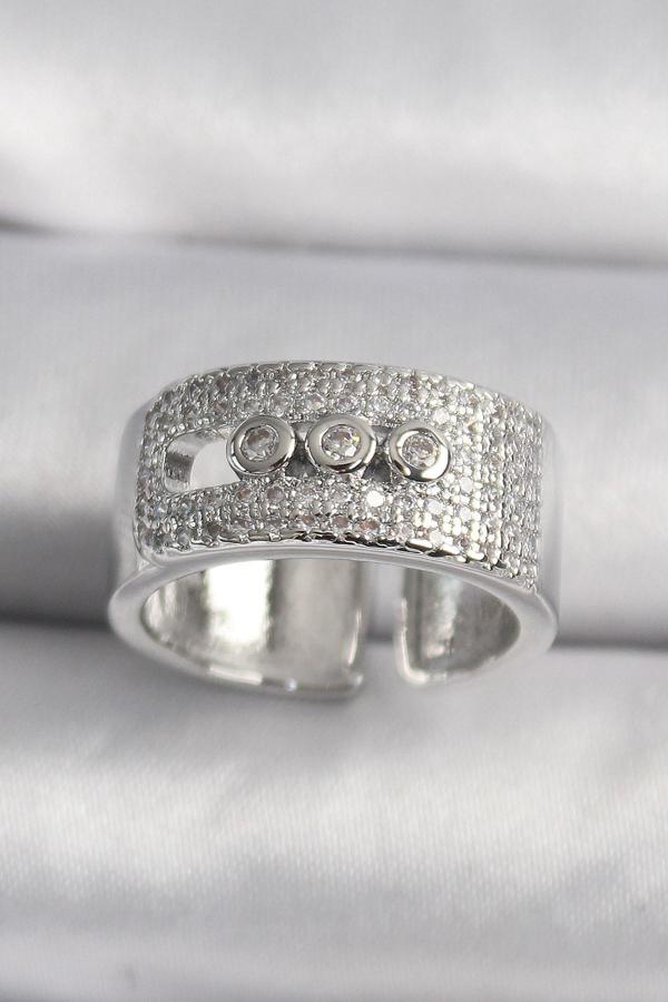 Pirinç Gümüş Renk Zirkon Taşlı Messika Model Kadın Yüzük - Image 1