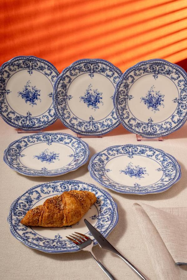 Fecra Majestic Blue 6 Parça Pasta Tabağı Seti - Image 1