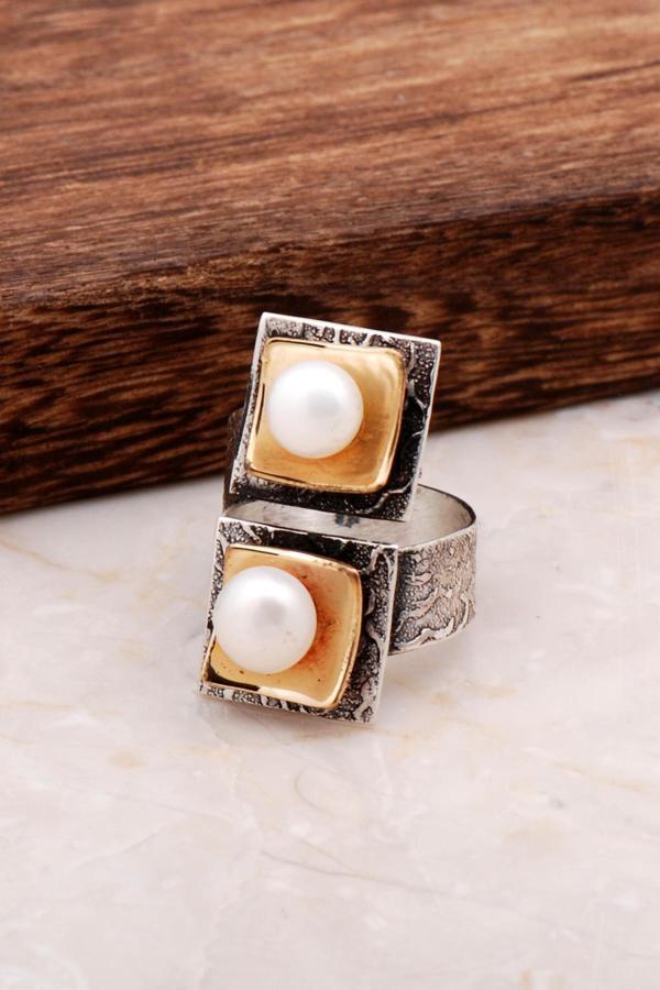 İnci Tasarım El Yapımı Gümüş Yüzük 2998 - Image 1