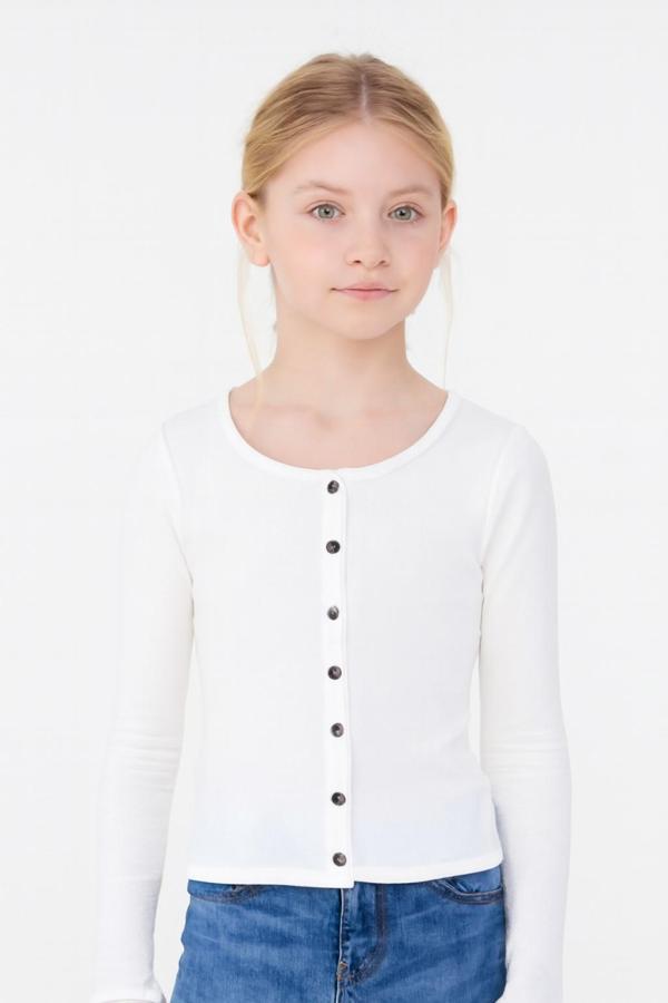 Önü Düğme Detaylı Kız Çocuk Bluz - Image 1