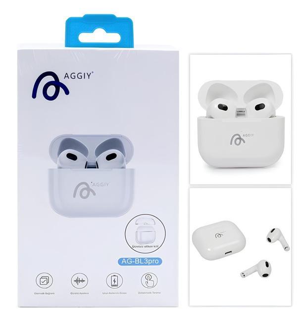 AGGIY AG-BL3PRO BEYAZ KABLOSUZ BLUETOOTH KULAKLIK - Image 1
