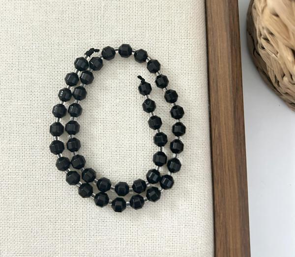 ELMAS KESİM OBSİDYEN 8MM DOĞAL TAŞ DİZİ- YÜKSEK KALİTELİ DOĞAL TAŞ - Image 1