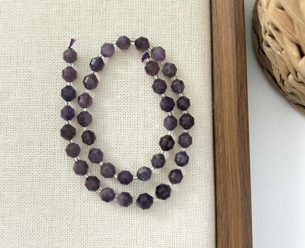ELMAS KESİM AMETİST 8MM DOĞAL TAŞ DİZİ- YÜKSEK KALİTELİ DOĞAL TAŞ - Image 1
