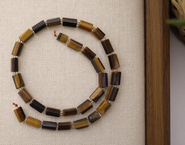 SİLİNDİR KÖŞELİ KESİM KAPLAN GÖZÜ 8X11 MM DOĞAL TAŞ DİZİ- YÜKSEK KALİTELİ DOĞAL TAŞ - Image 1