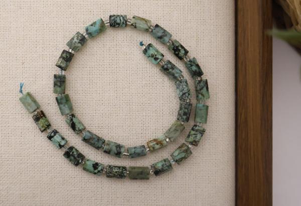 SİLİNDİR KÖŞELİ KESİM AFRİKA TURKUAZI TAŞI  8X11 MM DOĞAL TAŞ DİZİ- YÜKSEK KALİTELİ DOĞAL TAŞ - Image 1