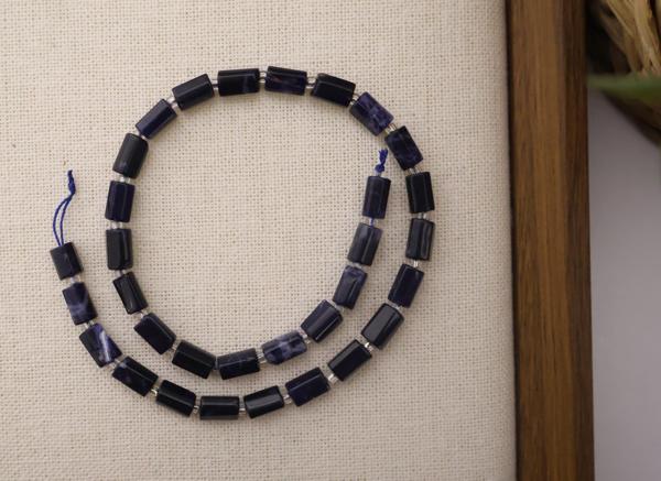 SİLİNDİR KÖŞELİ KESİM SODALİT 8X11 MM DOĞAL TAŞ DİZİ- YÜKSEK KALİTELİ DOĞAL TAŞ - Image 1