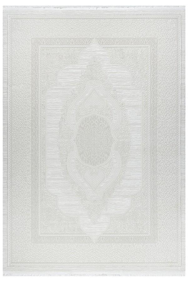 Osmanlı Medalyonlu Halı Desenli Pamuk Tabanlı Salon - Oturma Odası  Krem Renk Halı - Image 1