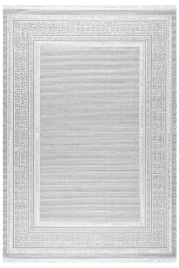 Meander Desenli Pamuk Tabanlı Salon - Oturma Odası  Gri Renk Halı - Image 1