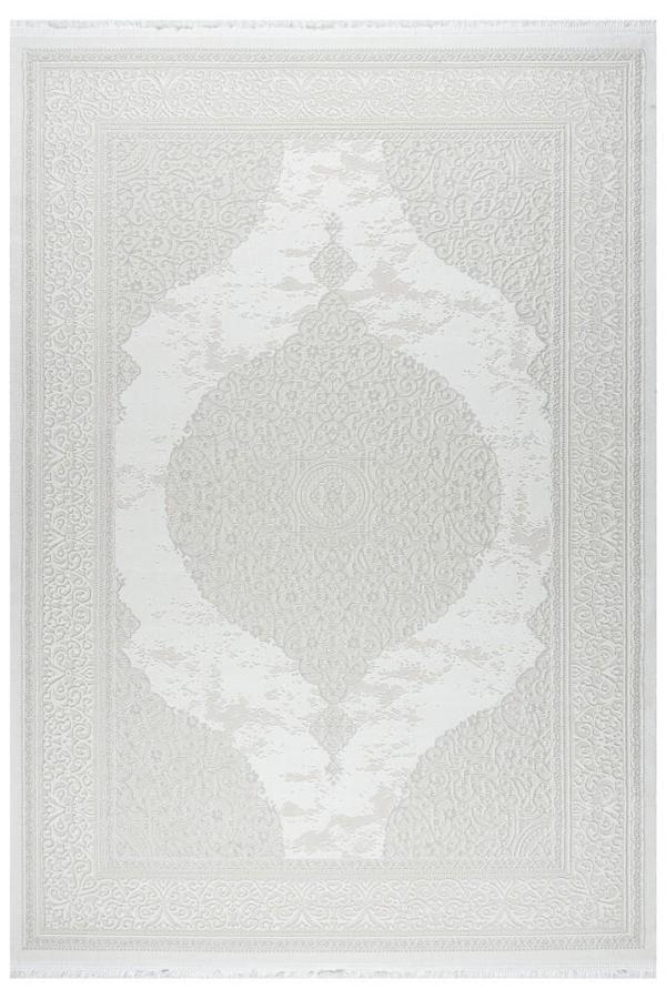 Central Medallion Modern Tasarımlı Pamuk Tabanlı Salon - Oturma Odası  Krem Renk Halı - Image 1