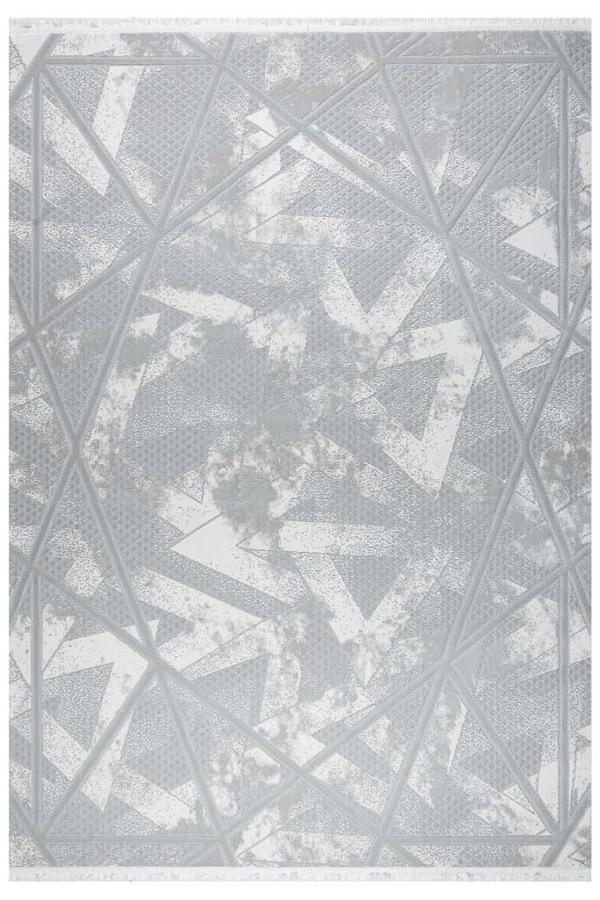 Geometrik Tasarımlı Pamuk Tabanlı Salon - Oturma Odası  Gri Renk Halı - Image 1