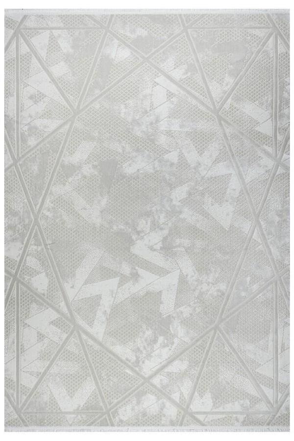 Geometrik Tasarımlı Pamuk Tabanlı Salon - Oturma Odası  Krem Renk Halı - Image 1