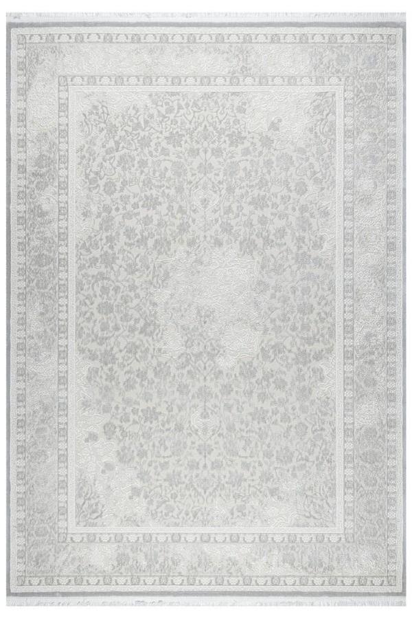 Klasik Medalyon Tasarımlı Pamuk Tabanlı Salon - Oturma Odası Gri Renk Halı - Image 1