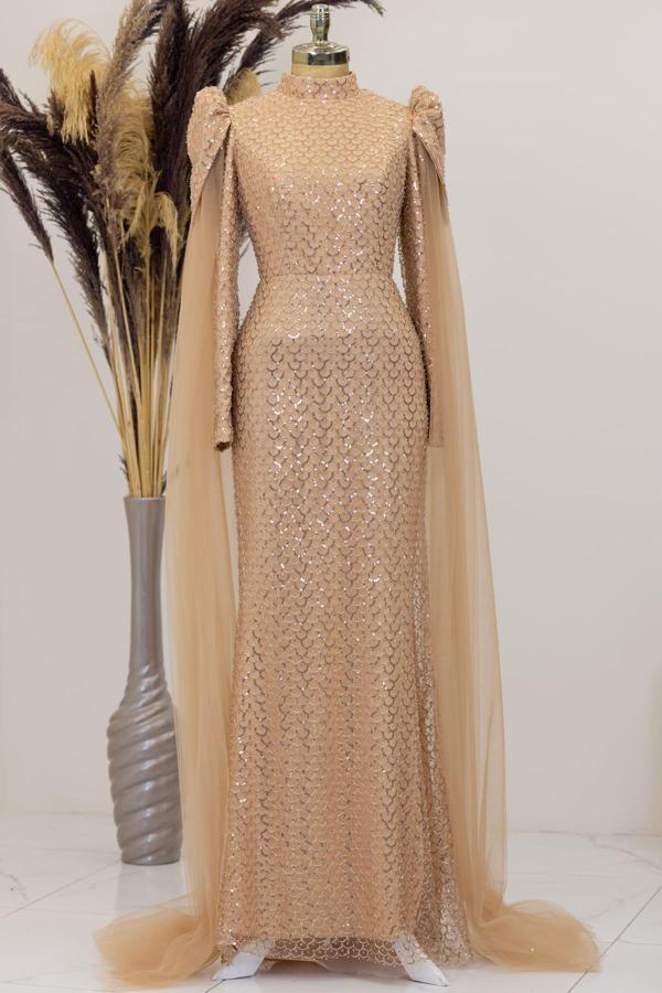 Asil Tesettür Abiye Gold - Image 1