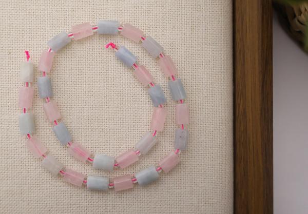 SİLİNDİR KÖŞELİ KESİM PEMBE KUVARS 8X11 MM DOĞAL TAŞ DİZİ- YÜKSEK KALİTELİ DOĞAL TAŞ - Image 1