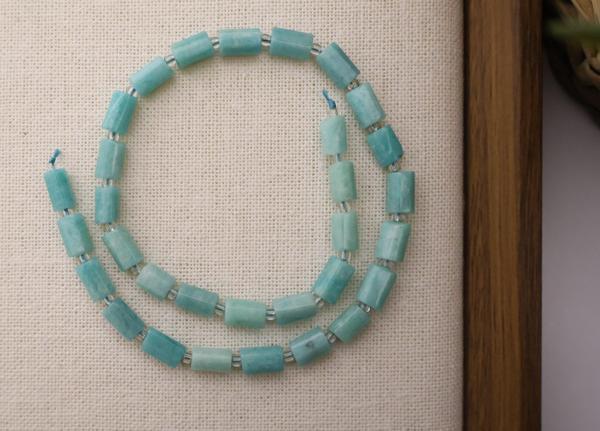 SİLİNDİR KÖŞELİ KESİM AMAZONİT 8X11 MM DOĞAL TAŞ DİZİ- YÜKSEK KALİTELİ DOĞAL TAŞ - Image 1