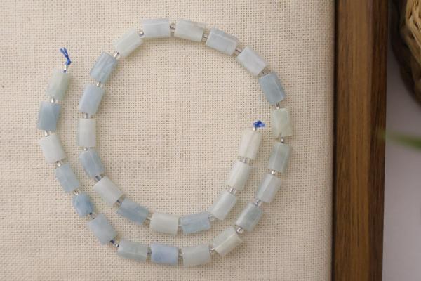 SİLİNDİR KÖŞELİ KESİM AKUAMARİN 8X11 MM DOĞAL TAŞ DİZİ- YÜKSEK KALİTELİ DOĞAL TAŞ - Image 1