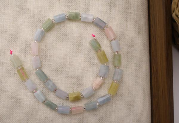 SİLİNDİR KÖŞELİ KESİM MORGANİT 8X11 MM DOĞAL TAŞ DİZİ- YÜKSEK KALİTELİ DOĞAL TAŞ - Image 1