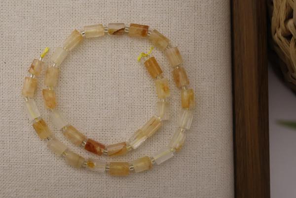 SİLİNDİR KÖŞELİ KESİM SARI KUVARS 8X11 MM DOĞAL TAŞ DİZİ- YÜKSEK KALİTELİ DOĞAL TAŞ - Image 1