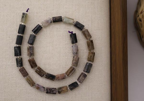 SİLİNDİR KÖŞELİ KESİM RODONİT 8X11 MM DOĞAL TAŞ DİZİ- YÜKSEK KALİTELİ DOĞAL TAŞ - Image 1