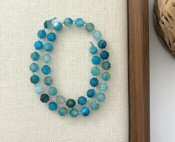 ELMAS KESİM MAVİ AKİK 8MM DOĞAL TAŞ DİZİ- YÜKSEK KALİTELİ DOĞAL TAŞ - Image 1