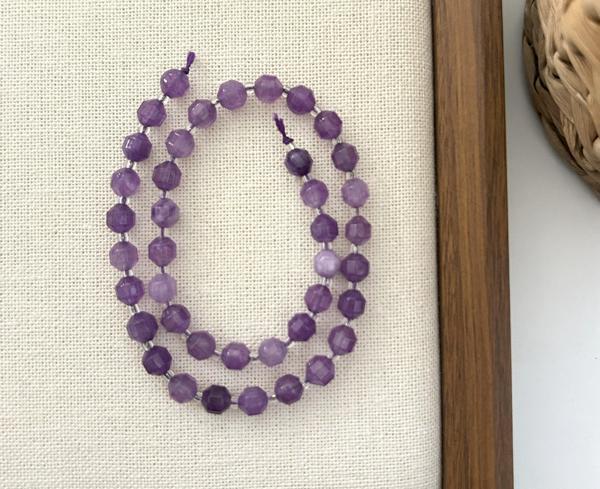 ELMAS KESİM AMETİST 8MM DOĞAL TAŞ DİZİ- YÜKSEK KALİTELİ DOĞAL TAŞ - Image 1