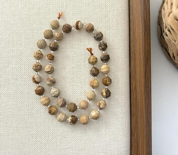 ELMAS KESİM ODUN JASPER 8MM DOĞAL TAŞ DİZİ- YÜKSEK KALİTELİ DOĞAL TAŞ - Image 1