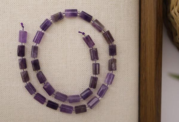 SİLİNDİR KÖŞELİ KESİM AMETİST 8X11 MM DOĞAL TAŞ DİZİ- YÜKSEK KALİTELİ DOĞAL TAŞ - Image 1