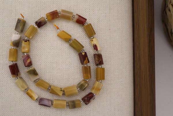 SİLİNDİR KÖŞELİ KESİM MOKAİT JASPER 8X11 MM DOĞAL TAŞ DİZİ- YÜKSEK KALİTELİ DOĞAL TAŞ - Image 1