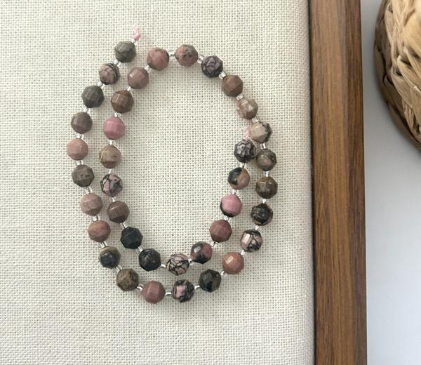 ELMAS KESİM RODONİT 8MM DOĞAL TAŞ DİZİ- YÜKSEK KALİTELİ DOĞAL TAŞ - Image 1