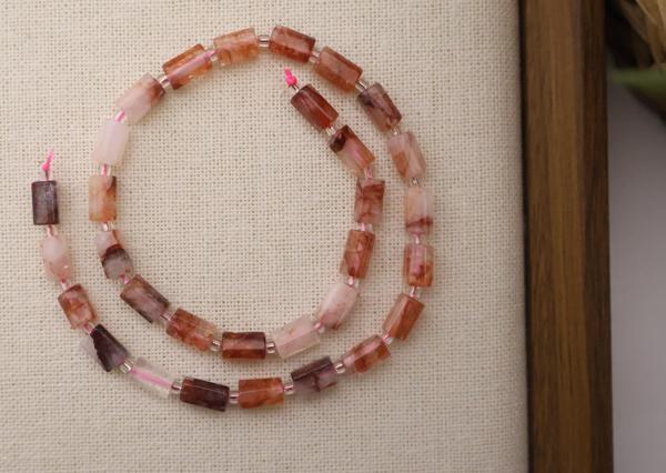 SİLİNDİR KÖŞELİ KESİM ATEŞ,HEMATOİD KUVARS 8X11 MM DOĞAL TAŞ DİZİ- YÜKSEK KALİTELİ DOĞAL TAŞ - Image 1