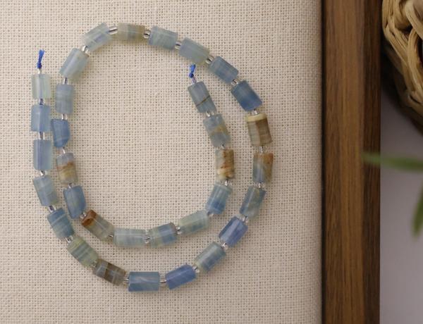 SİLİNDİR KÖŞELİ KESİM MAVİ KALSİT 8X11 MM DOĞAL TAŞ DİZİ- YÜKSEK KALİTELİ DOĞAL TAŞ - Image 1