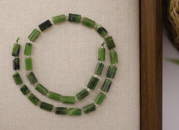 SİLİNDİR KÖŞELİ KESİM KANADA YEŞİM 8X11 MM DOĞAL TAŞ DİZİ- YÜKSEK KALİTELİ DOĞAL TAŞ - Image 1