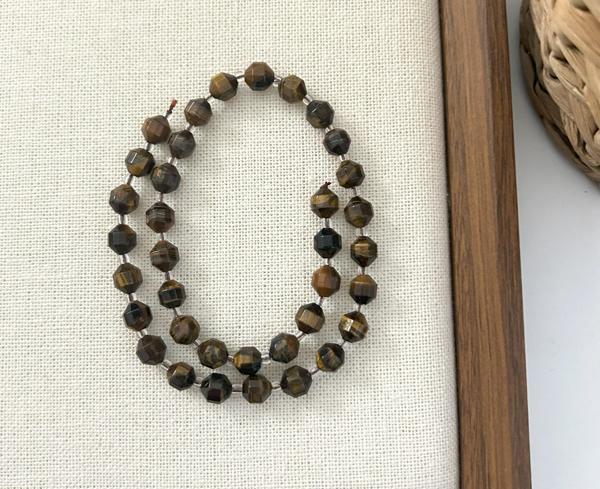 ELMAS KESİM KAPLAN GÖZÜ 8MM DOĞAL TAŞ DİZİ- YÜKSEK KALİTELİ DOĞAL TAŞ - Image 1