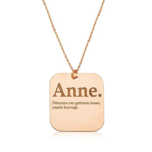 Supertrend ​gümüş Rose Anne Yazılı Plaka Bayan Kolye - Image 1