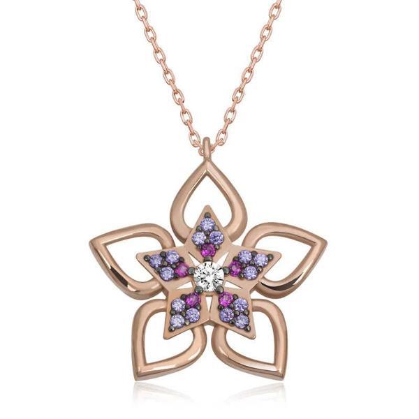 Supertrend ​gümüş Rose Çiçek Kadın Kolye - Image 1