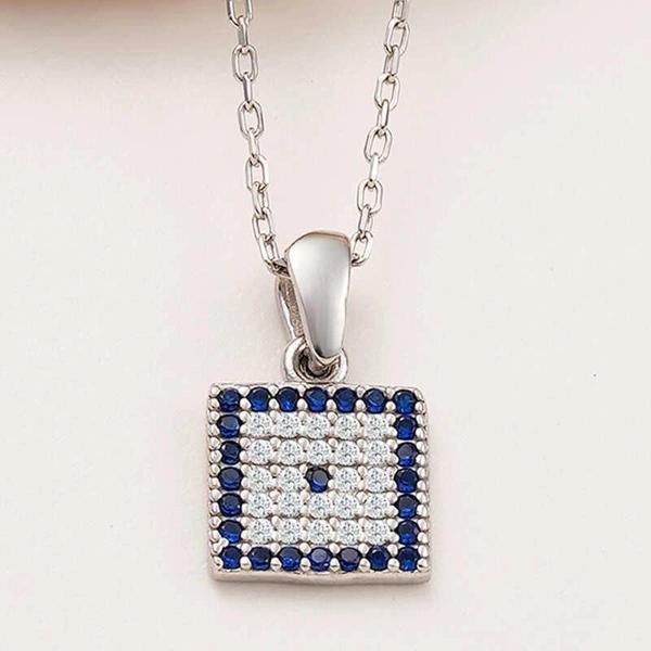 Supertrend Gümüş Kare Nazar Kadın Kolye - Image 1