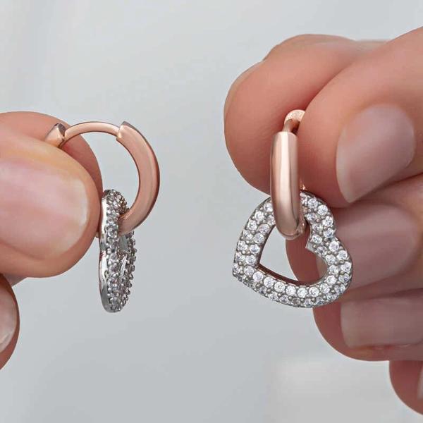 Supertrend ​gümüş Rose Sallantılı Kalp Kadın Küpe - Image 1