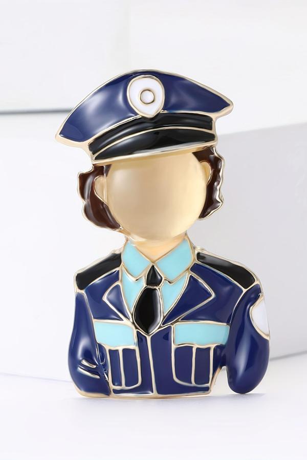 Uretti - Melik 9215 1742 Mineli Kadın Polis Broş / Yaka İğnesi - Image 1