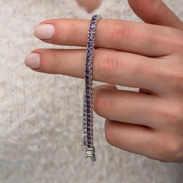 Supertrend Gümüş Mor Zirkon Taşlı Su Yolu Kadın Bileklik - Image 1