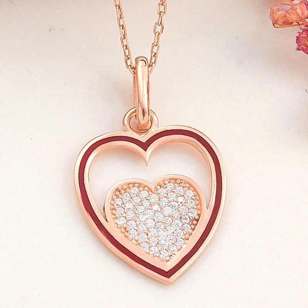 Supertrend Gümüş Rose Kalp Kadın Kolye - Image 1