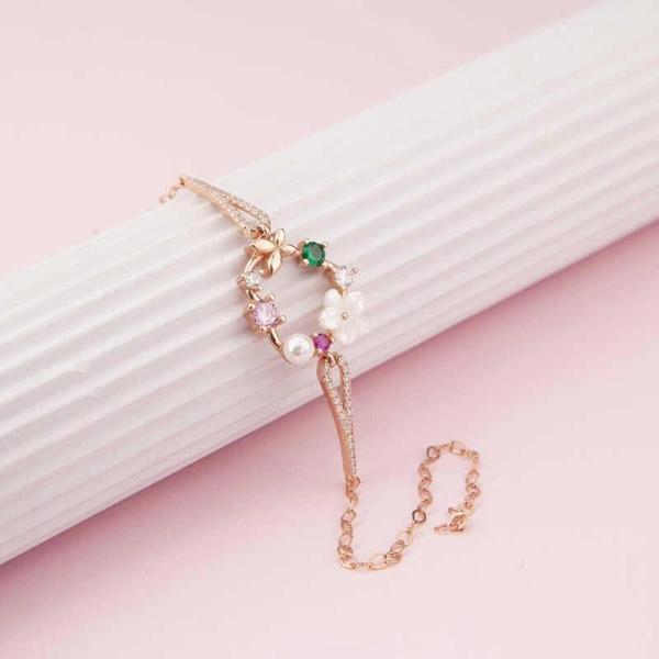 Supertrend Gümüş Rose Kalp Manolya Çiçeği Kelebek Kadın Bileklik - Image 1