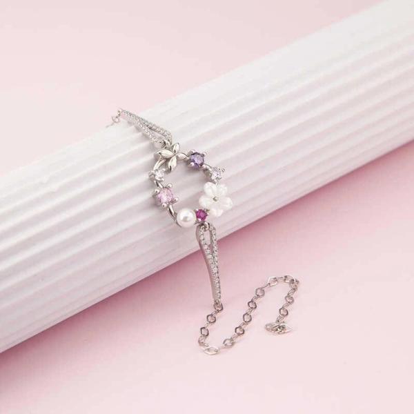 Supertrend Gümüş Kalp Manolya Çiçeği Kelebek Kadın Bileklik - Image 1