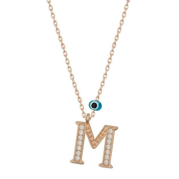 Supertrend Gümüş Nazar Rose M Harfi Kadın Kolye - Image 1