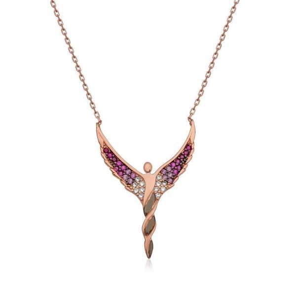 Supertrend Gümüş Rose Kanatlı Melek Bayan Kolye - Image 1