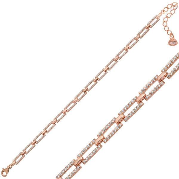 Supertrend Gümüş Rose Kare Taşlı Kadın Bileklik - Image 1