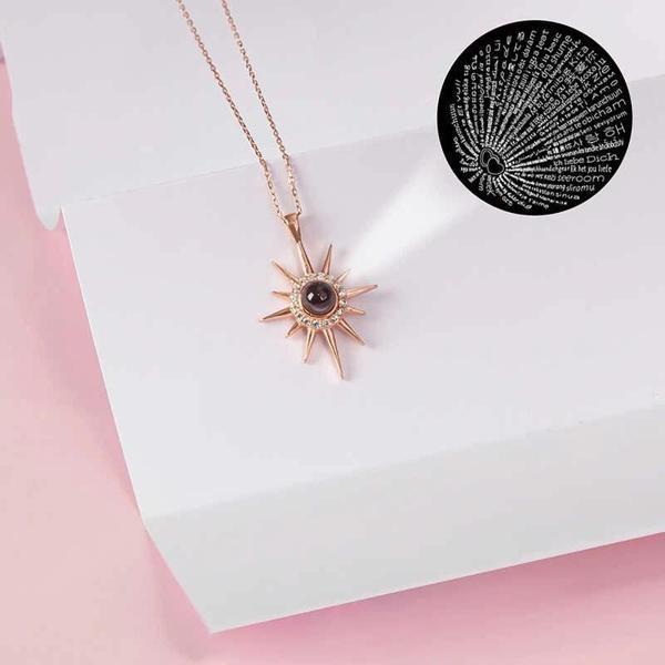 Supertrend Gümüş Rose 100 Dilde Seni Seviyorum Kutup Yıldızı Kadın Kolye - Image 1